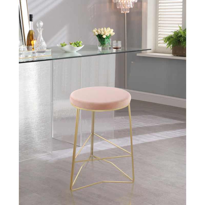 Meridian Tres Pink Velvet Counter Stool IMAGE 2