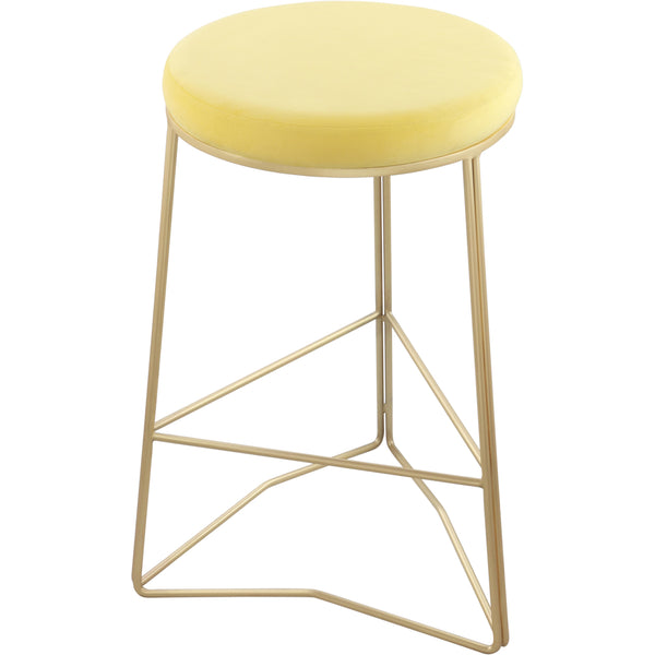 Meridian Tres Yellow Velvet Counter Stool IMAGE 1