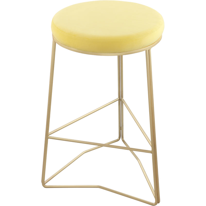 Meridian Tres Yellow Velvet Counter Stool IMAGE 1