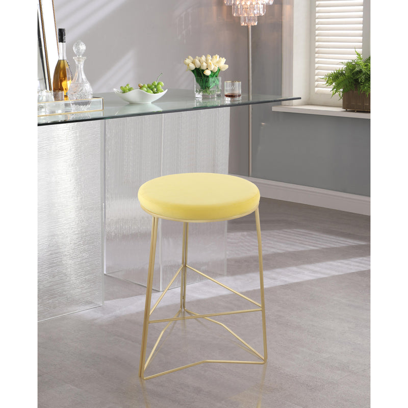 Meridian Tres Yellow Velvet Counter Stool IMAGE 2