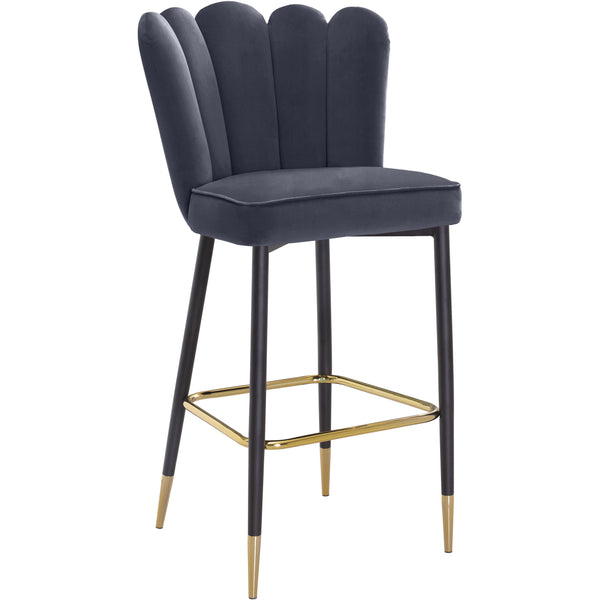 Meridian Lily Grey Velvet Stool IMAGE 1