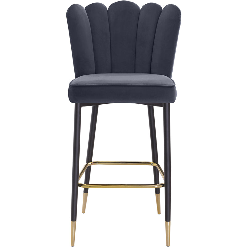 Meridian Lily Grey Velvet Stool IMAGE 2