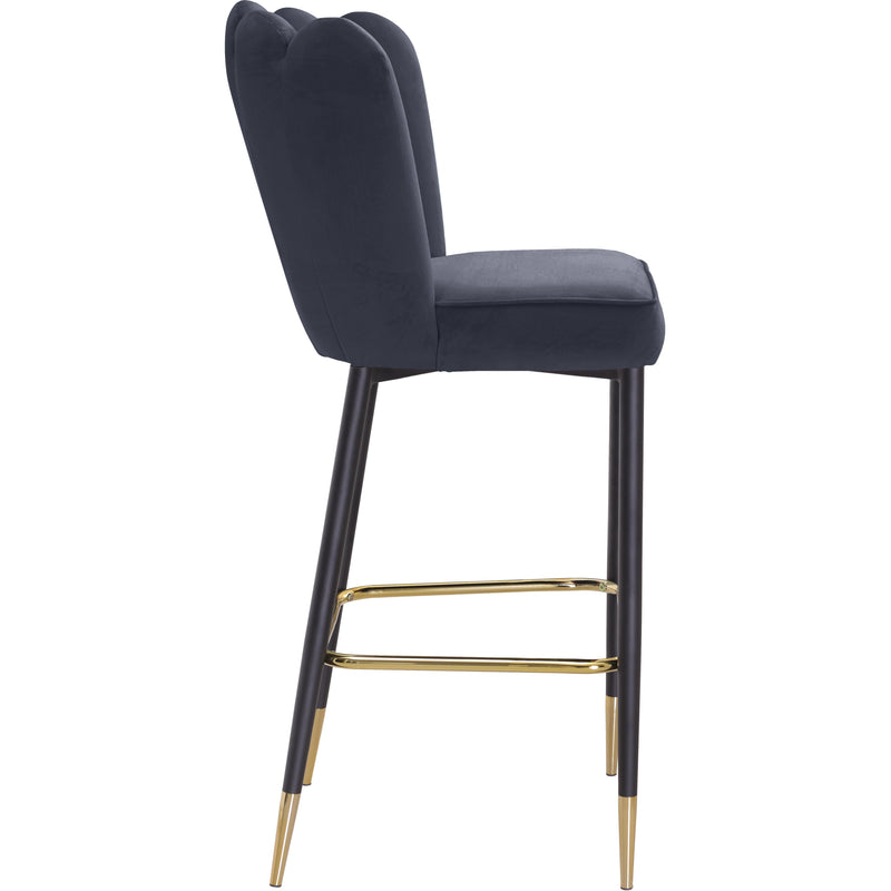 Meridian Lily Grey Velvet Stool IMAGE 3