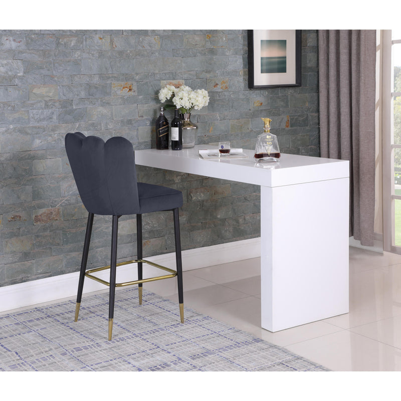 Meridian Lily Grey Velvet Stool IMAGE 7