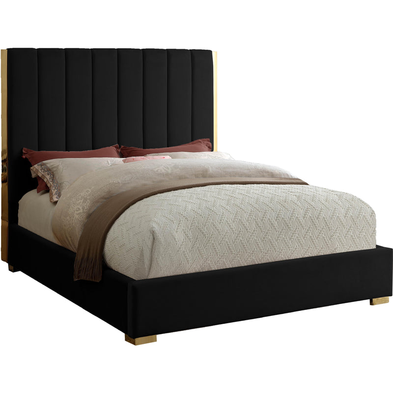 Meridian Becca Black Velvet Full Bed IMAGE 1