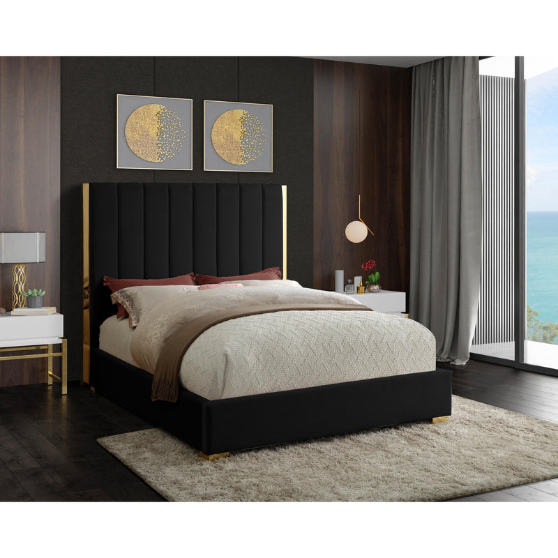 Meridian Becca Black Velvet Full Bed IMAGE 2