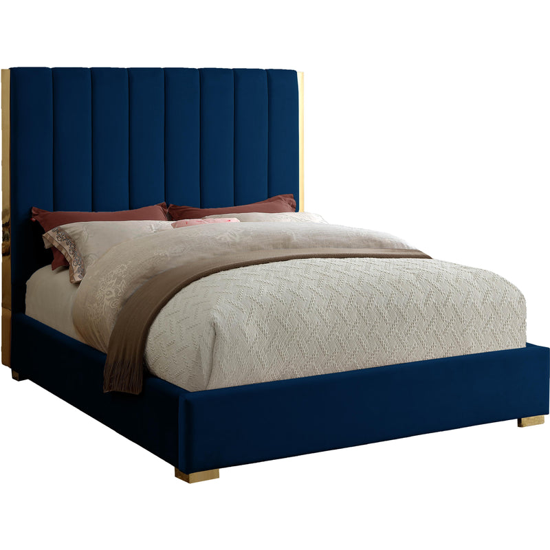 Meridian Becca Navy Velvet Full Bed IMAGE 1