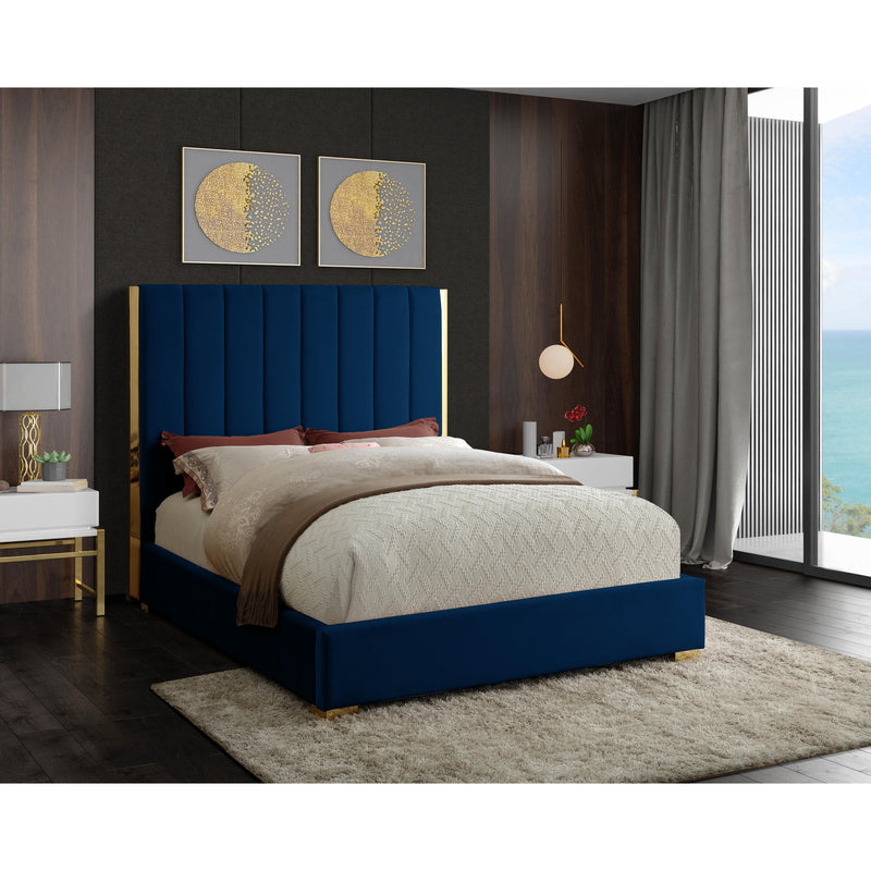 Meridian Becca Navy Velvet Full Bed IMAGE 2