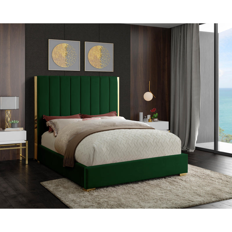 Meridian Becca Green Velvet King Bed IMAGE 2