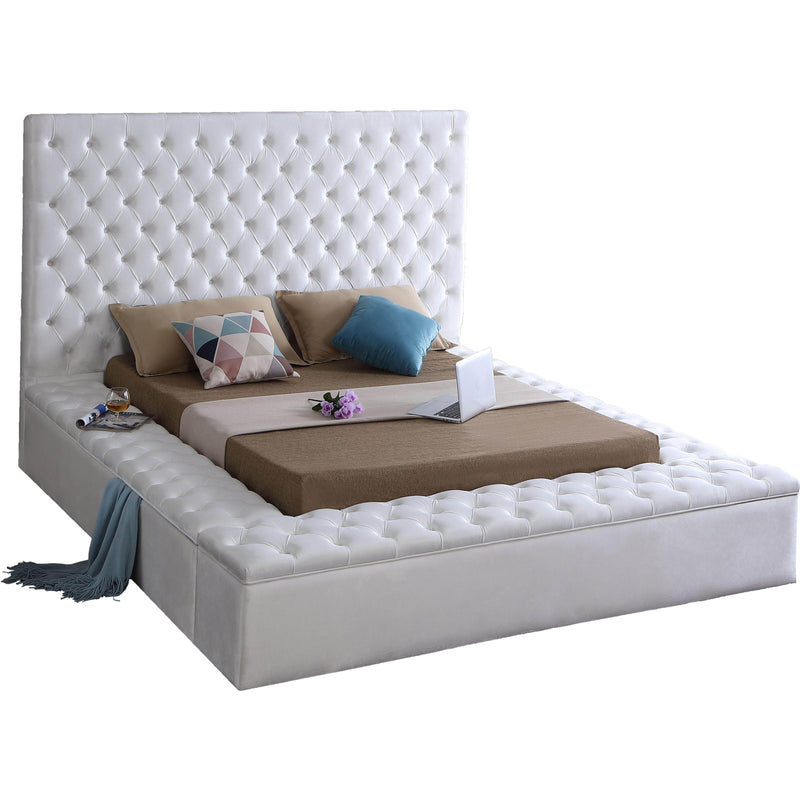 Meridian Bliss White Velvet Full Bed (3 Boxes) IMAGE 1