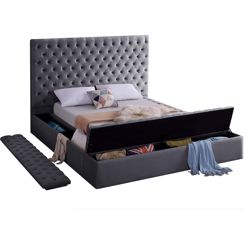 Meridian Bliss Grey Velvet Queen Bed (3 Boxes) IMAGE 4