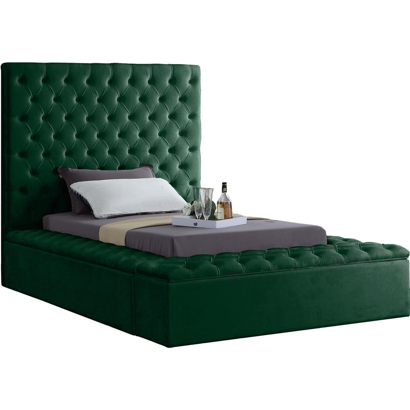 Meridian Bliss Green Velvet Twin Bed (3 Boxes) IMAGE 1