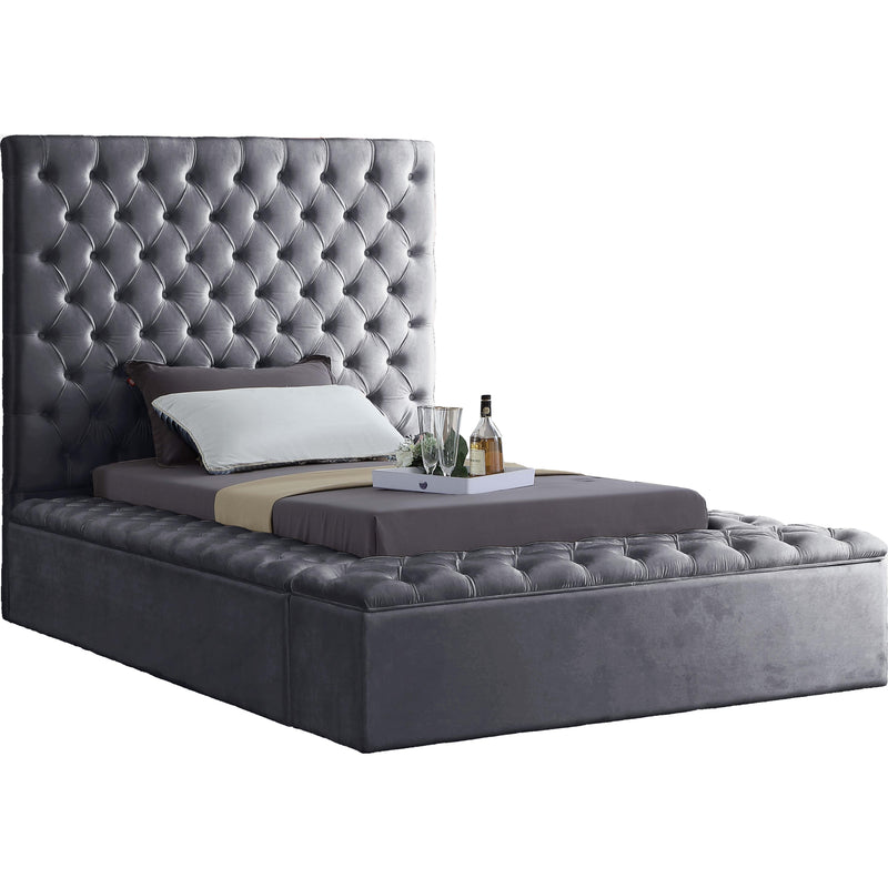 Meridian Bliss Grey Velvet Twin Bed (3 Boxes) IMAGE 1