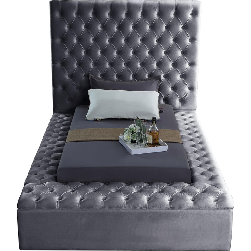 Meridian Bliss Grey Velvet Twin Bed (3 Boxes) IMAGE 3