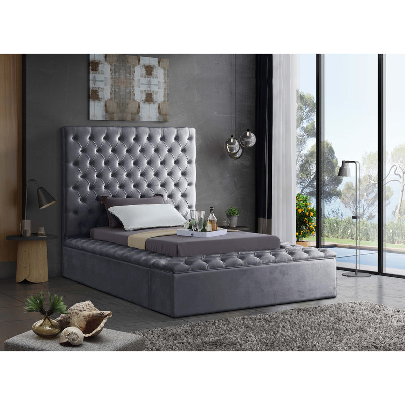 Meridian Bliss Grey Velvet Twin Bed (3 Boxes) IMAGE 5