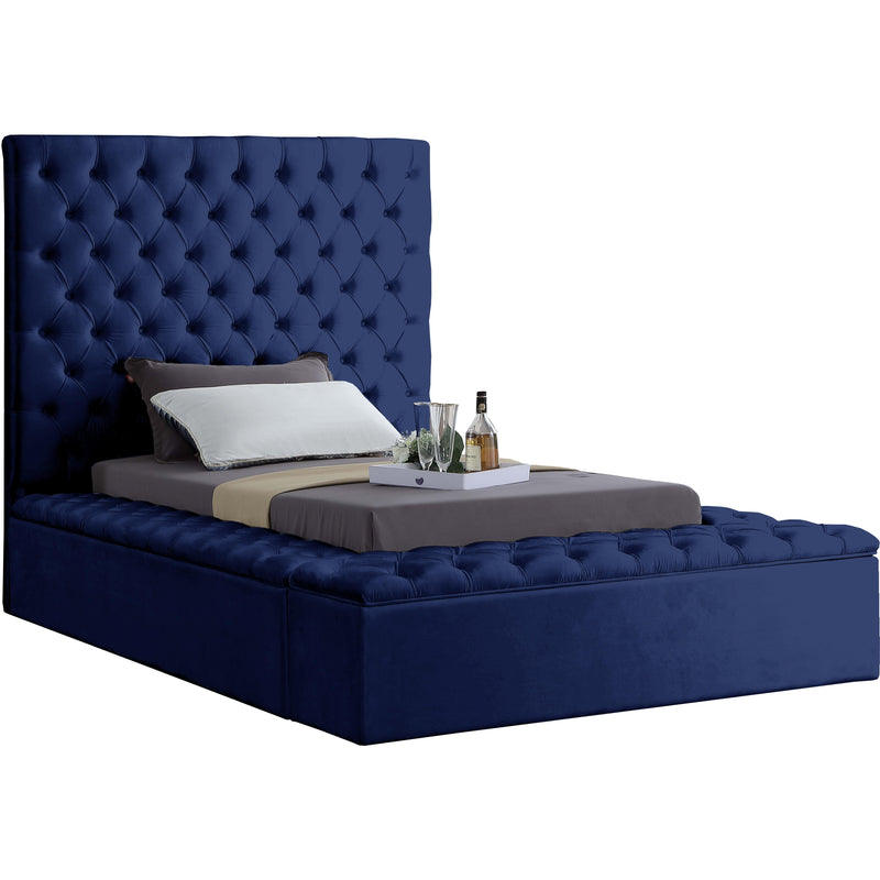 Meridian Bliss Navy Velvet Twin Bed (3 Boxes) IMAGE 1