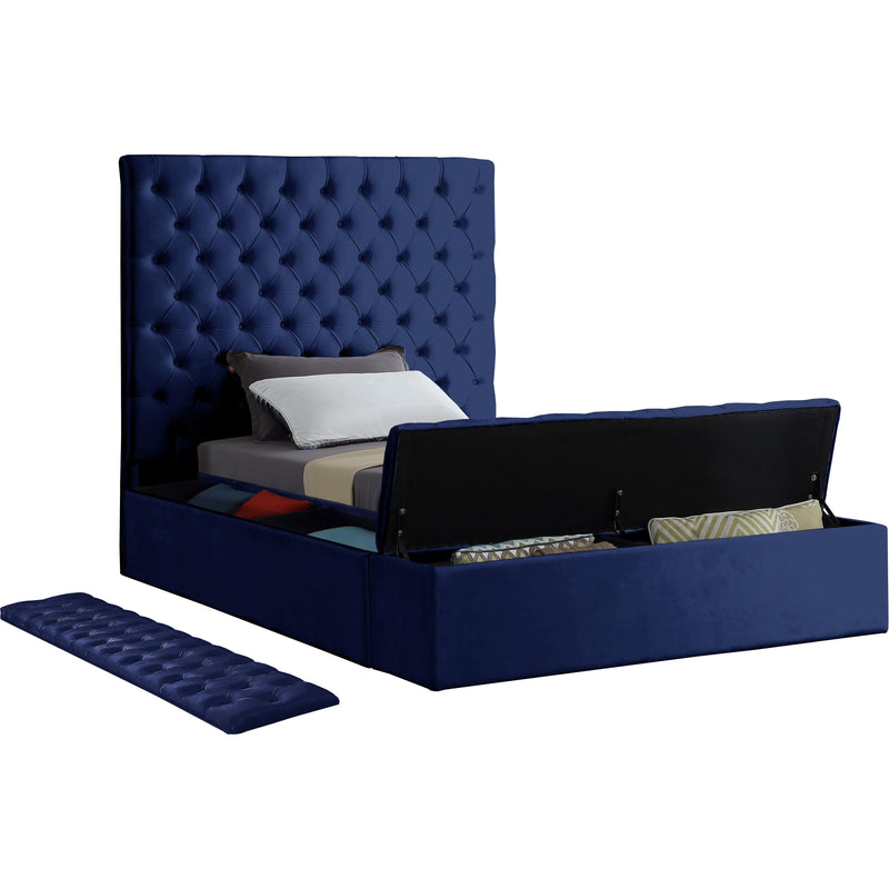 Meridian Bliss Navy Velvet Twin Bed (3 Boxes) IMAGE 4