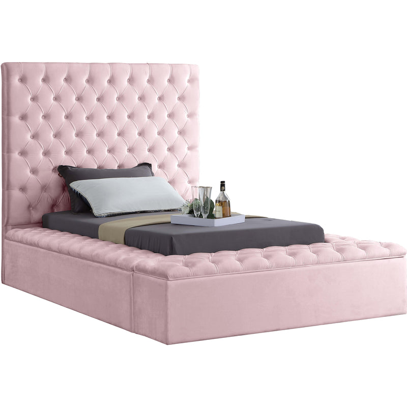 Meridian Bliss Pink Velvet Twin Bed (3 Boxes) IMAGE 1