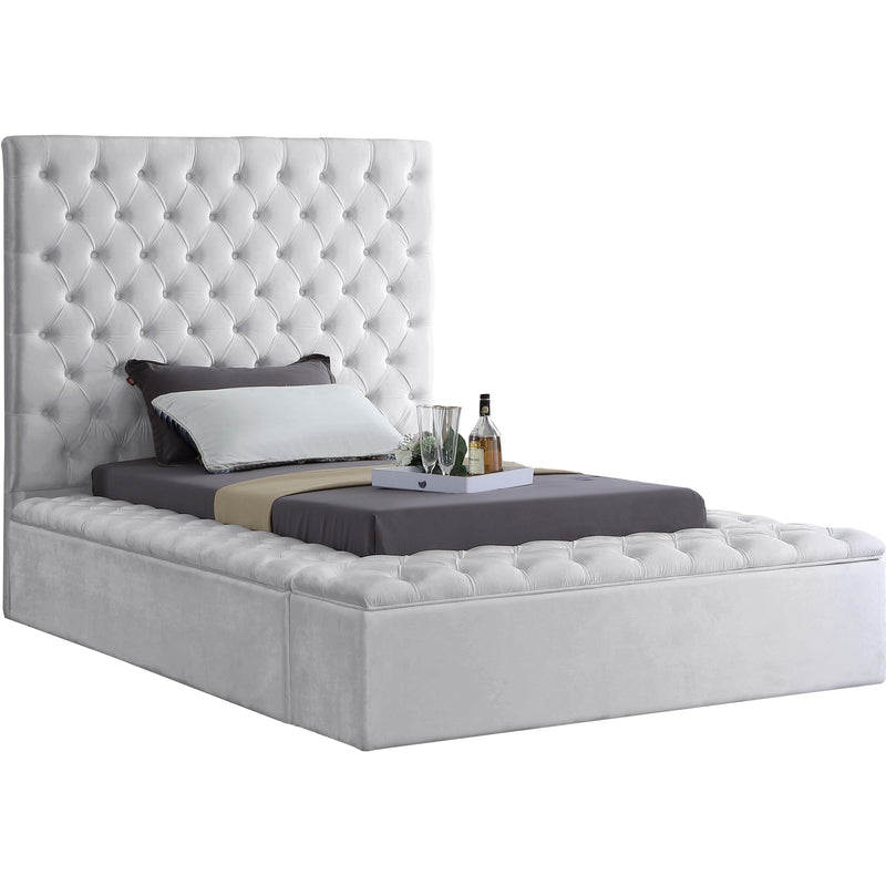 Meridian Bliss White Velvet Twin Bed (3 Boxes) IMAGE 1