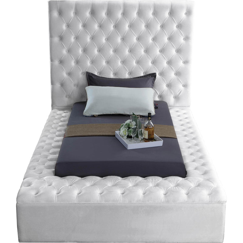 Meridian Bliss White Velvet Twin Bed (3 Boxes) IMAGE 3