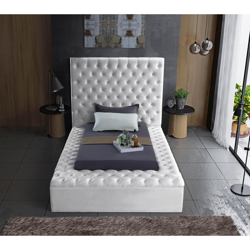 Meridian Bliss White Velvet Twin Bed (3 Boxes) IMAGE 7