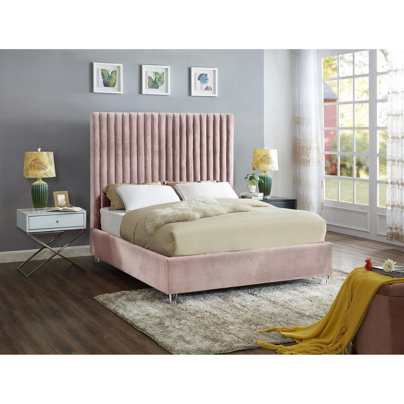 Meridian Candace Pink Velvet Full Bed IMAGE 2