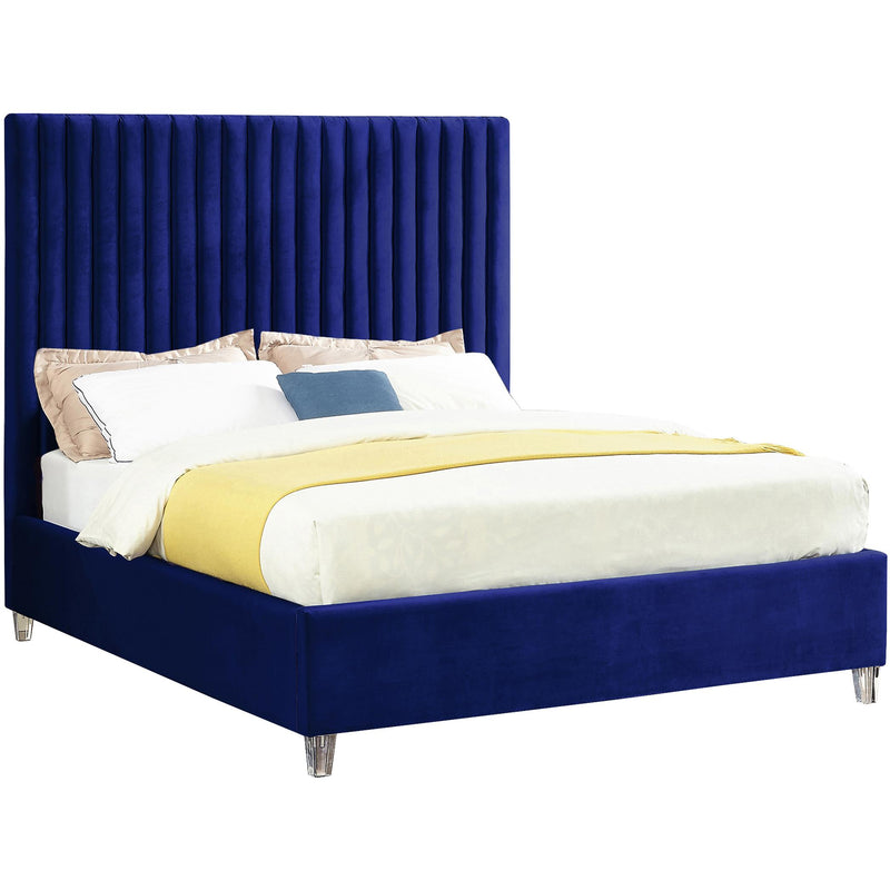 Meridian Candace Navy Velvet King Bed IMAGE 1