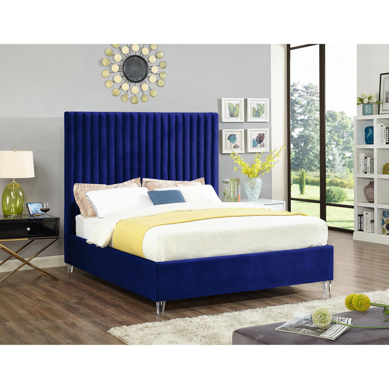 Meridian Candace Navy Velvet King Bed IMAGE 3