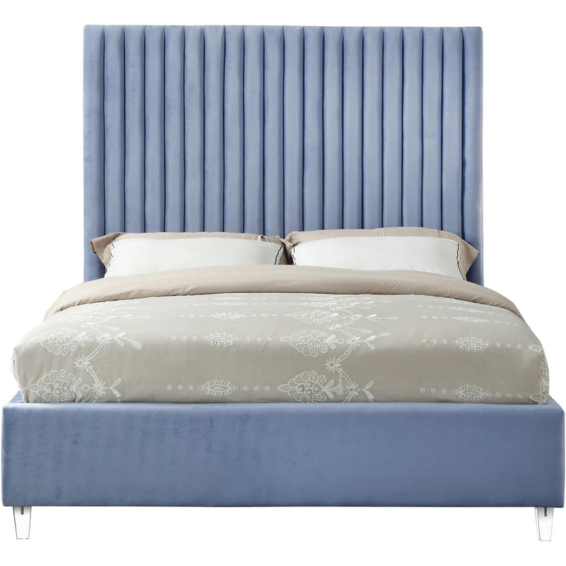 Meridian Candace Sky Blue Velvet King Bed IMAGE 2