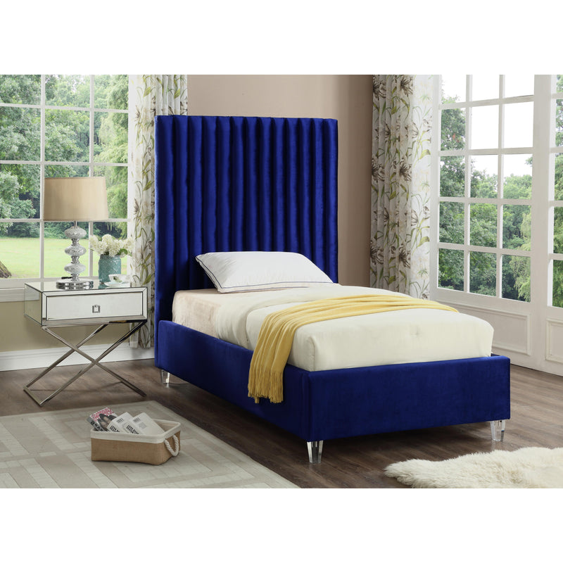 Meridian Candace Navy Velvet Twin Bed IMAGE 3