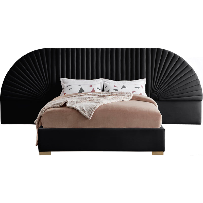 Meridian Cleo Black Velvet King Bed (3 Boxes) IMAGE 1