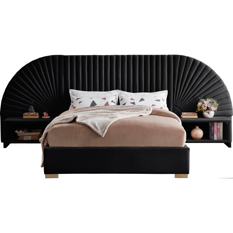 Meridian Cleo Black Velvet King Bed (3 Boxes) IMAGE 2