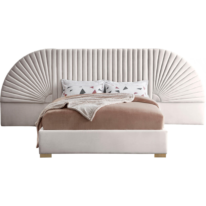 Meridian Cleo Cream Velvet King Bed (3 Boxes) IMAGE 1