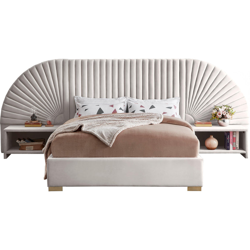 Meridian Cleo Cream Velvet King Bed (3 Boxes) IMAGE 2