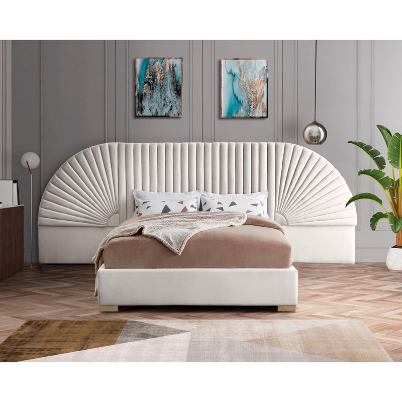 Meridian Cleo Cream Velvet King Bed (3 Boxes) IMAGE 3