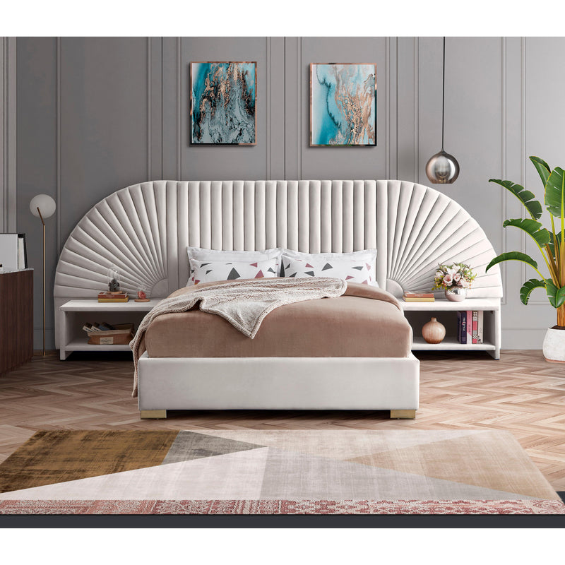 Meridian Cleo Cream Velvet King Bed (3 Boxes) IMAGE 4