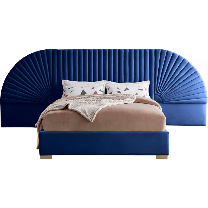 Meridian Cleo Navy Velvet King Bed (3 Boxes) IMAGE 1