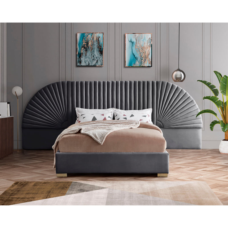 Meridian Cleo Grey Velvet Queen Bed (3 Boxes) IMAGE 3