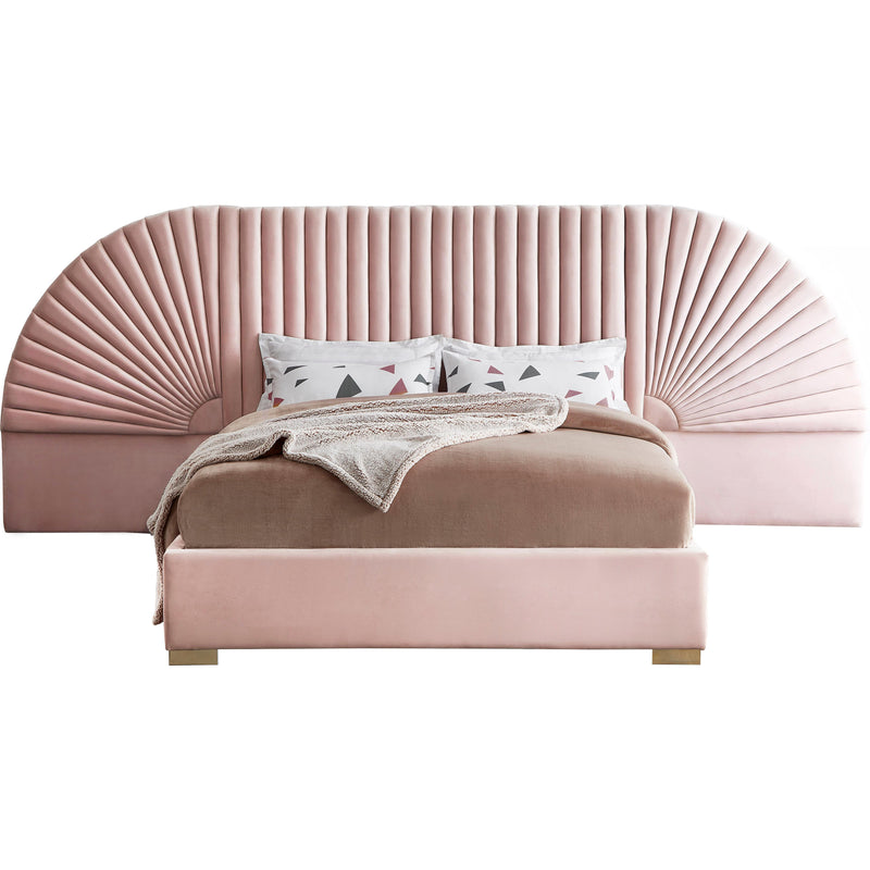 Meridian Cleo Pink Velvet Queen Bed (3 Boxes) IMAGE 1