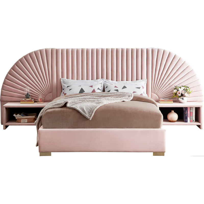 Meridian Cleo Pink Velvet Queen Bed (3 Boxes) IMAGE 2
