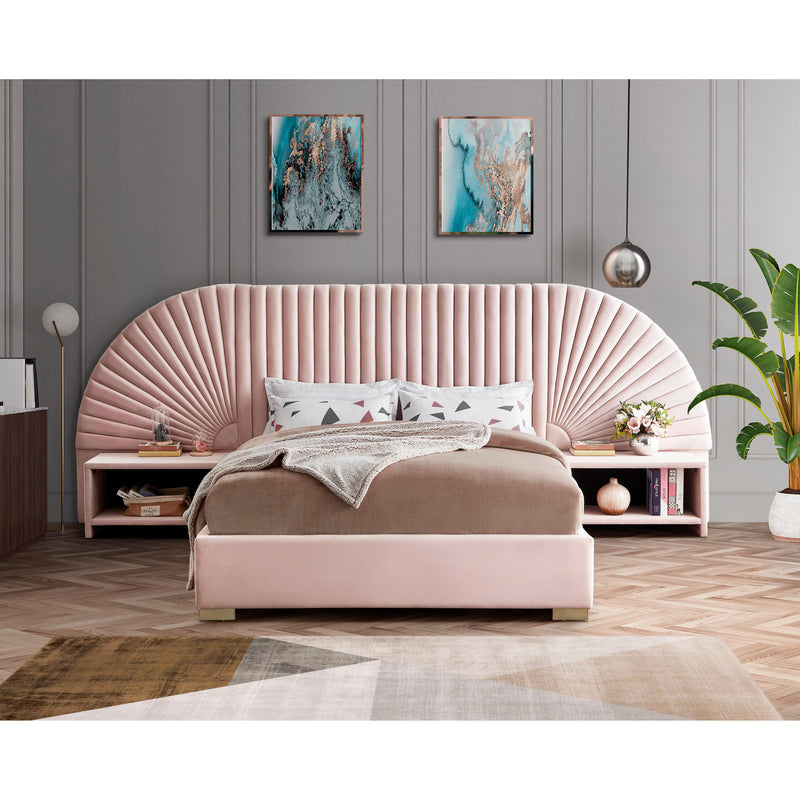Meridian Cleo Pink Velvet Queen Bed (3 Boxes) IMAGE 4