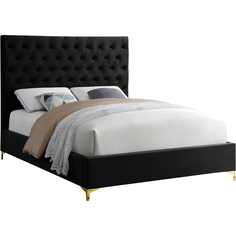 Meridian Cruz Black Velvet Full Bed IMAGE 1