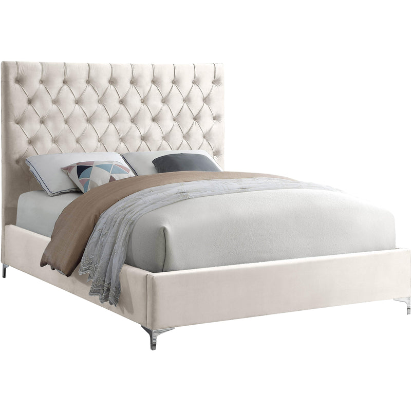 Meridian Cruz Cream Velvet Full Bed IMAGE 2