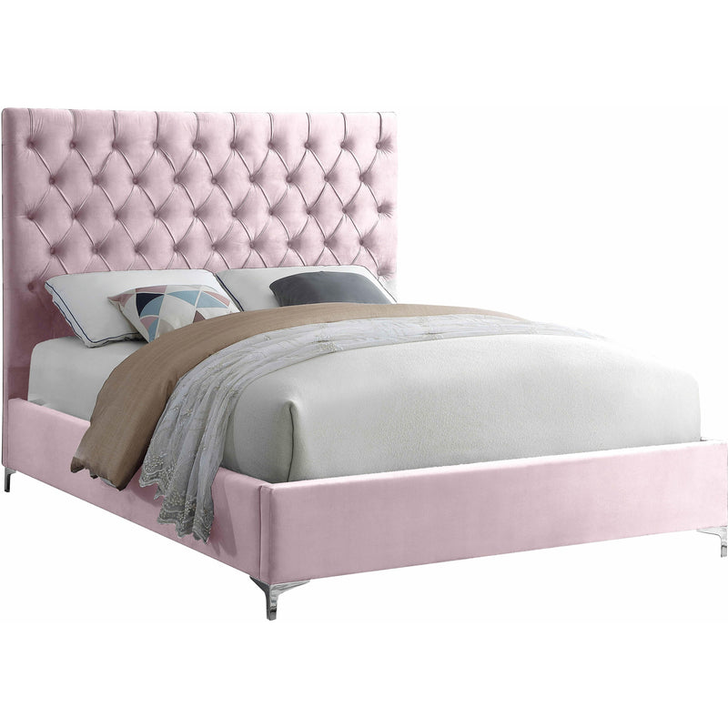 Meridian Cruz Pink Velvet Full Bed IMAGE 2