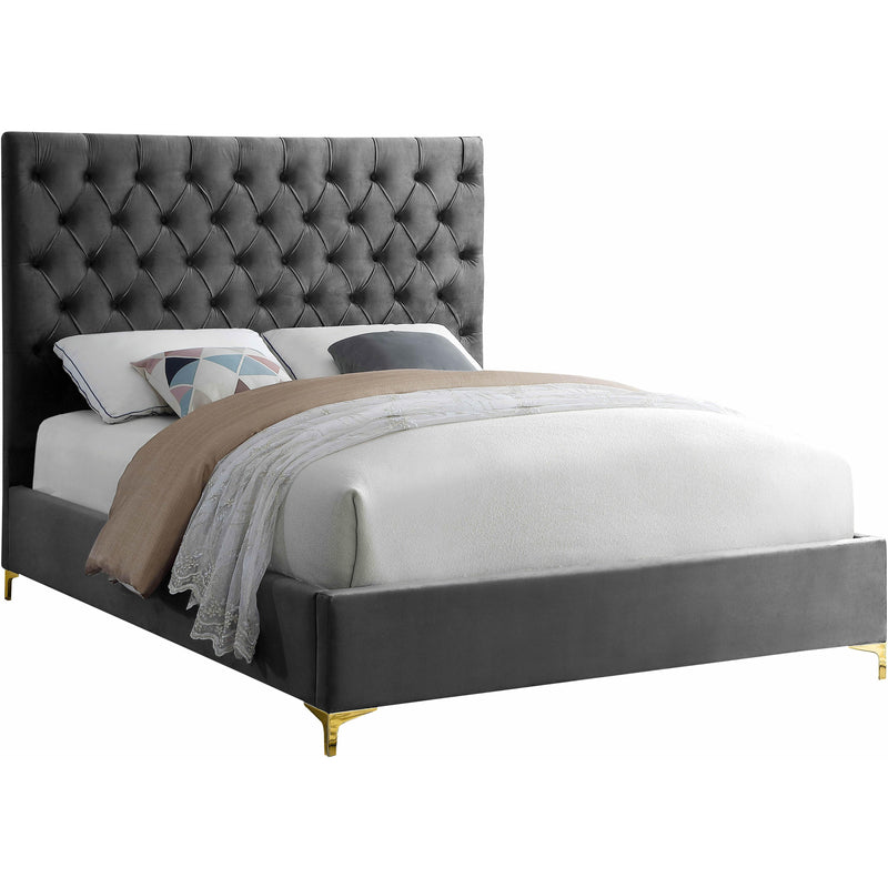 Meridian Cruz Grey Velvet King Bed IMAGE 1