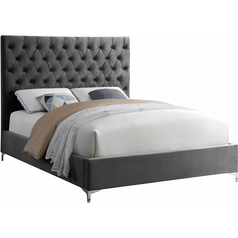 Meridian Cruz Grey Velvet King Bed IMAGE 2