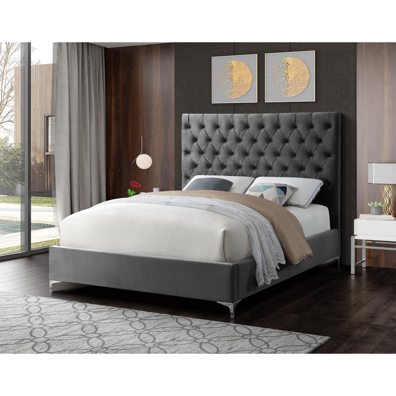 Meridian Cruz Grey Velvet King Bed IMAGE 5