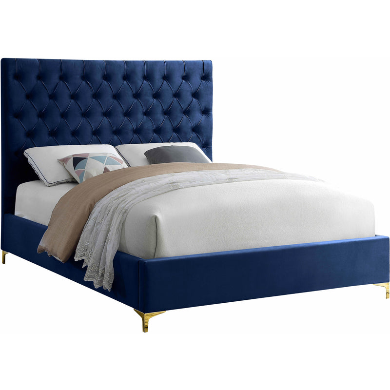 Meridian Cruz Navy Velvet King Bed IMAGE 1