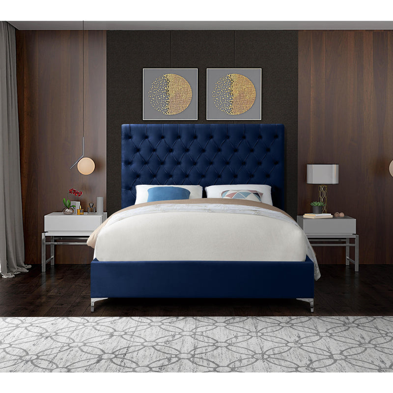 Meridian Cruz Navy Velvet King Bed IMAGE 7