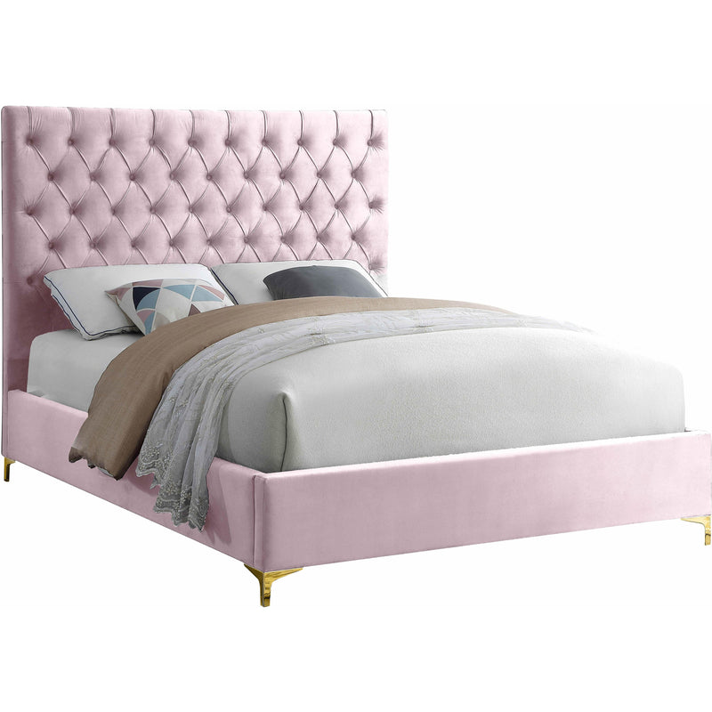 Meridian Cruz Pink Velvet King Bed IMAGE 1